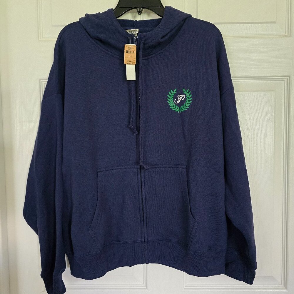 NWT VS PINK L Navy blue zip up hoodie